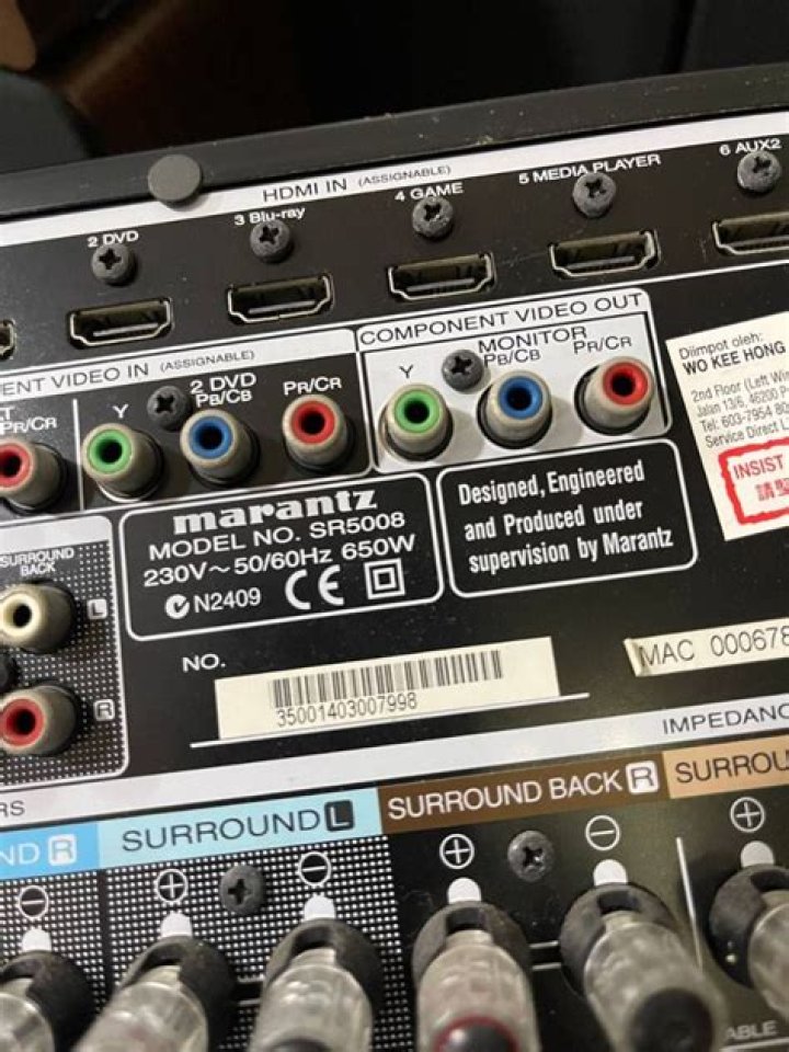 How many channels does Marantz sr5008 surround sound receiver have?