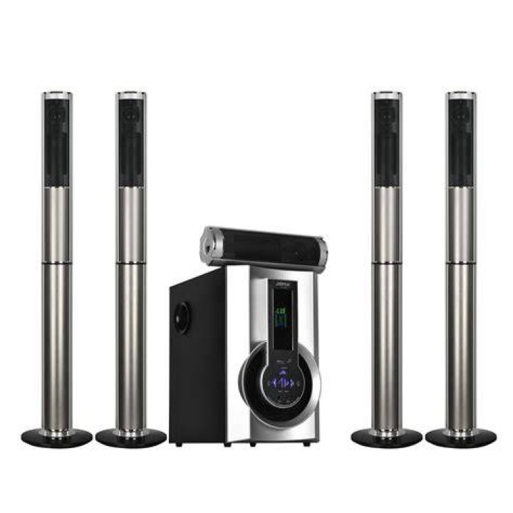How many speakers are in a home theater system?