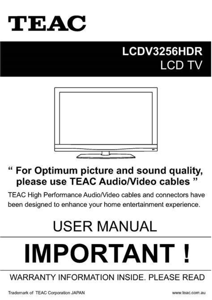 How to get the user manual for the TEAC lcdv3256hdr?