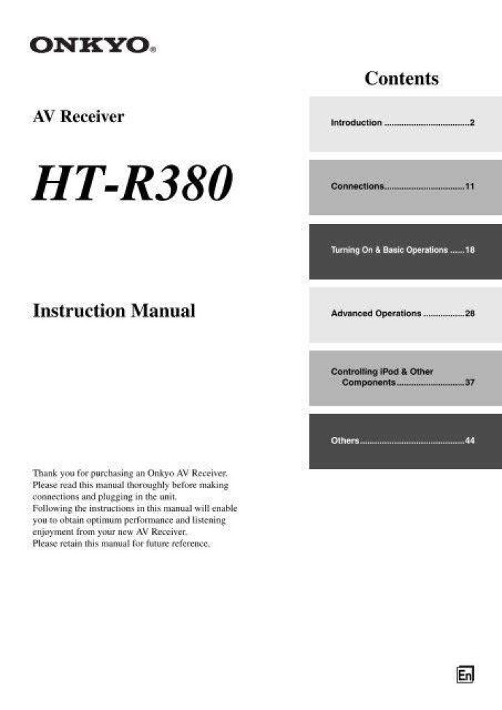 What is the instruction manual for the Onkyo ht-r380?